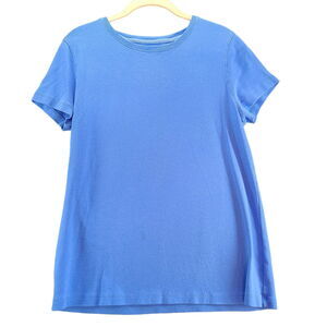 St. John's Bay Womens Top Blue Size Medium 100% Cotton Short Sleeve Pullover